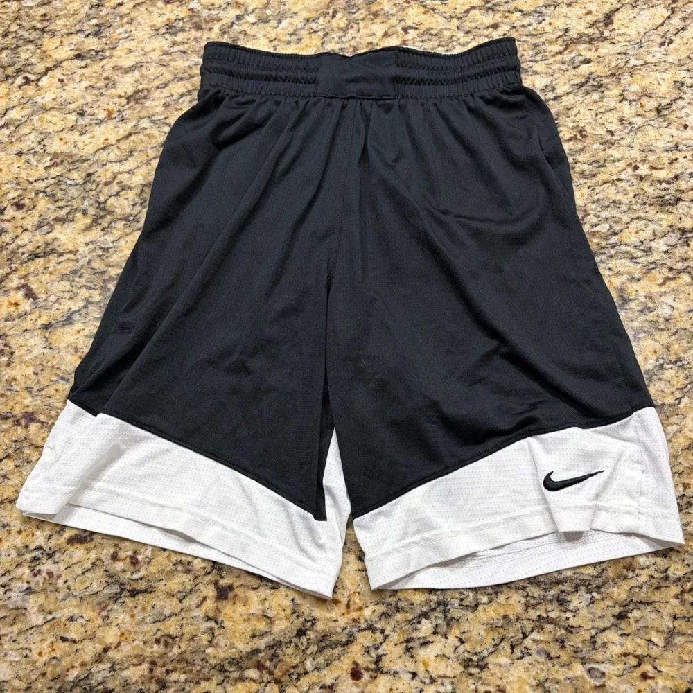 Nike Dri-FIT Boys Basketball Shorts Black White Mesh Size Large L